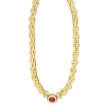 Absolute Gold Plated Panther Link Ruby CZ Set Necklace N2387FU