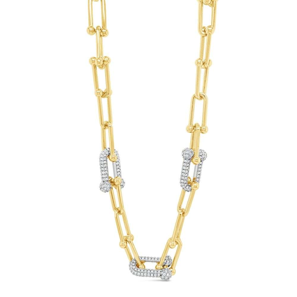 N2399GL Absolute jewellery gold industrial link cz set links chain front image