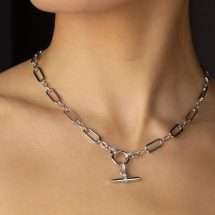 Absolute Silver Plated Classic Open Link T-Bar Chain N2401SL