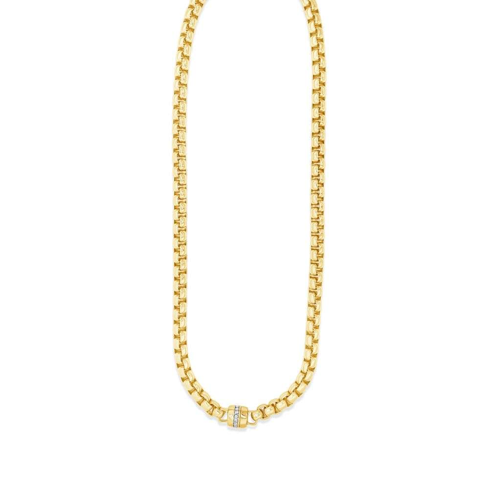 N2406GL Absolute Jewellery magnetic cz set clasp gold rope style link necklace front image