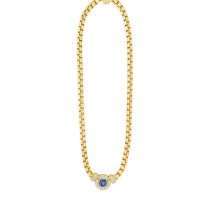 Absolute Gold Plated Bezel Set Sapphire CZ Set Necklace N2414LS