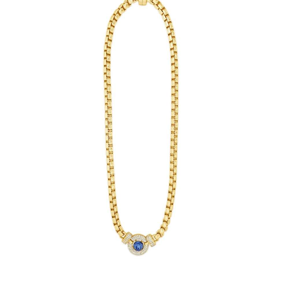 N2414LS Absolute jewellery light sapphire cz centre chain front image