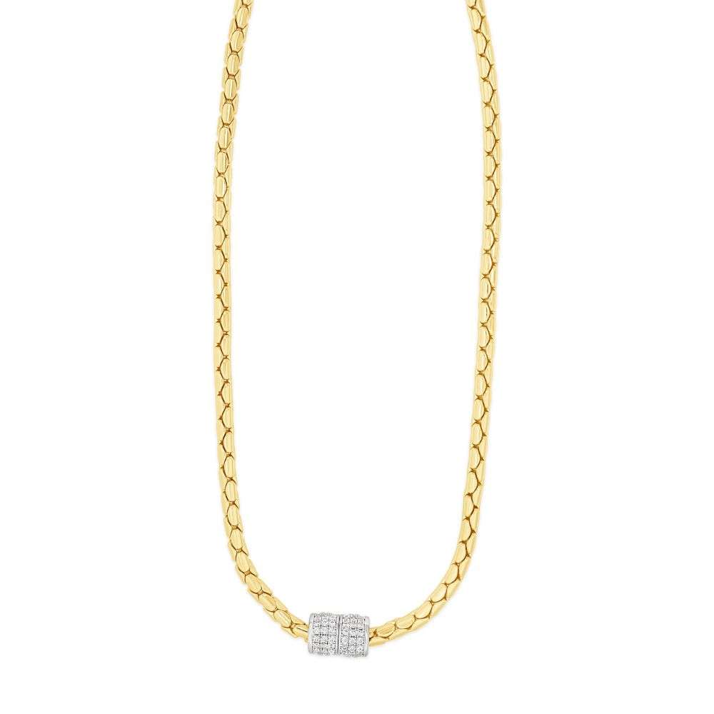 N2420GL Absolute Jewellery magnetic cz set clasp gold rope style link necklace front image