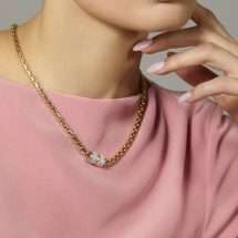 Absolute Gold Silver Plated Magnetic CZ Clasp Necklace N2420GL