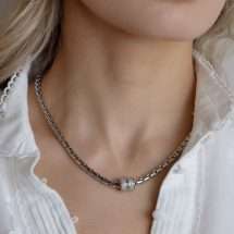 Absolute Silver Plated Magnetic CZ Popcorn Link Chain N2420SL