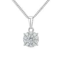 9ct White Gold 33pts Diamond Starburst Halo Pendant