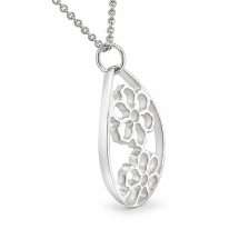 Newbridge Silver Plated Oval Floral Pendant P865