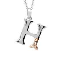 Sterling Silver Celtic “H” Initial Pendant And Chain