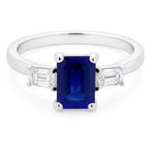 Platinum "Harmony" 1.00ct Lab Sapphire 3 Stone Ring