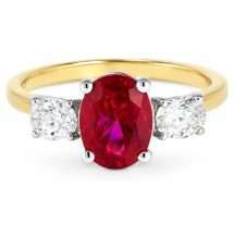 18ct Gold "Tranquility" 1.50ct Lab Ruby 3 Stone Ring