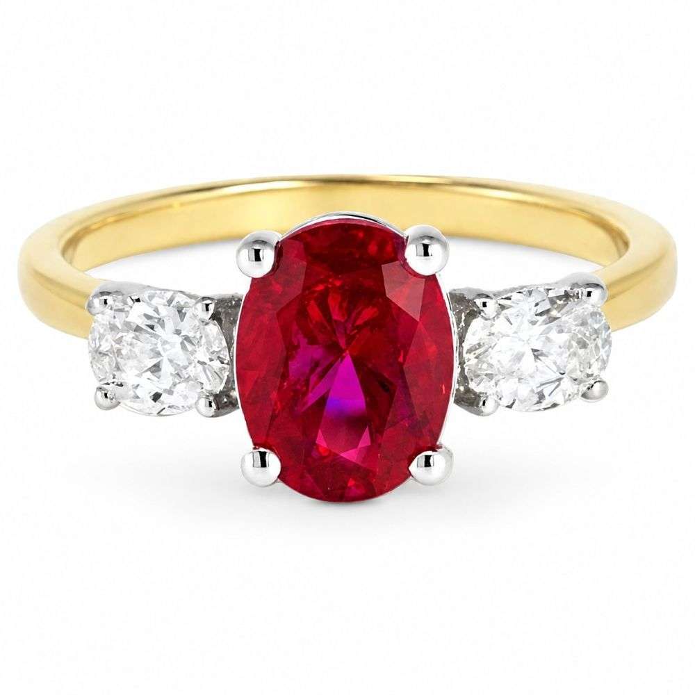 R-82512-RU-18YW-18ct-Gold-3-stone-oval-lab-diamond-ruby-ring-2.00cts-front-image