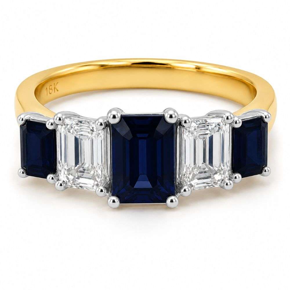 R-86200-SA-18-18ct-yellow-gold-5-stone-graduated-lab-diamond-and-sapphire-ring-front-image R-86200-SA-18-18ct-yellow-gold-5-stone-graduated-lab-diamond-and-sapphire-ring-front-image