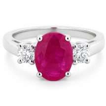 9ct Gold 2.78ct Ruby 0.40cts Diamond 3 Stone Ring