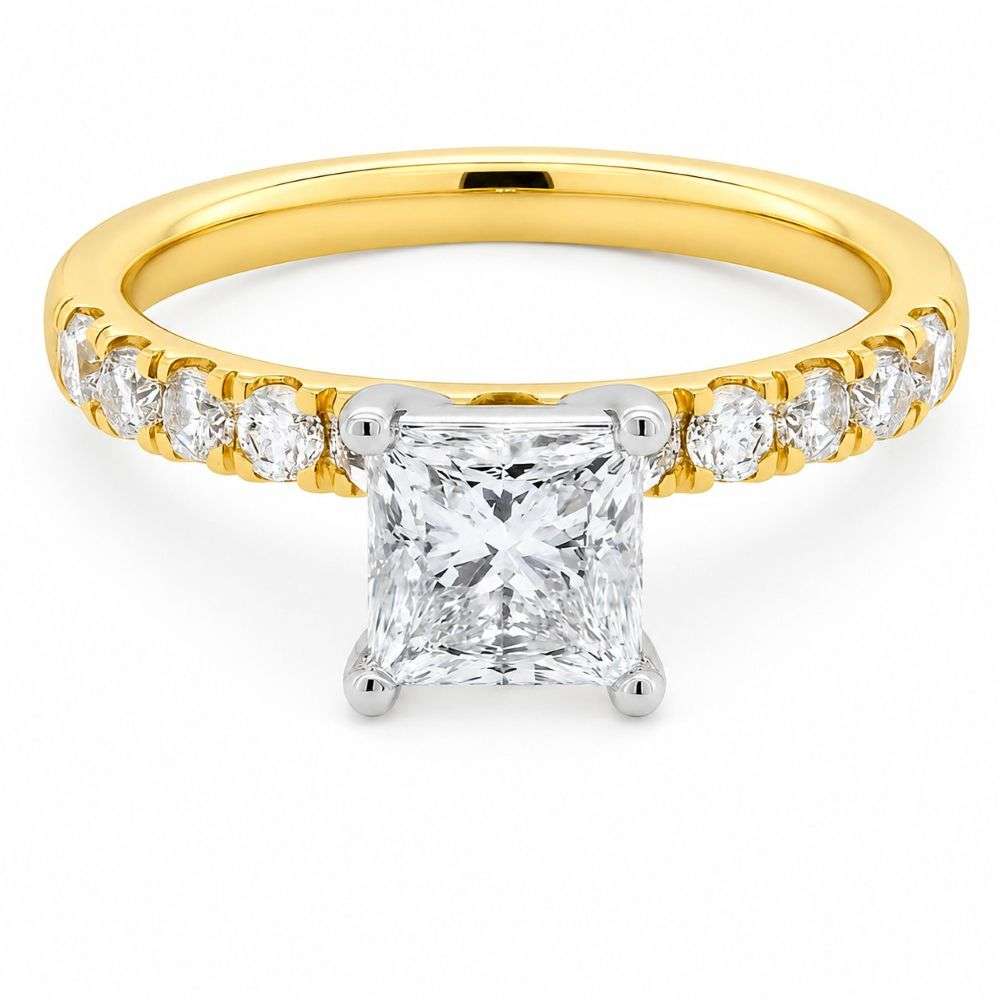 R5341-5454-9Y-9ct-Yellow-Gold-1.50ct-Princess-Cut-Lab-Diamond-Shoulders-Ring-front-image