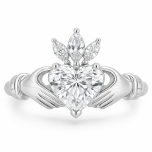 9ct White Gold 1.20ct Lab Diamond Set Claddagh Ring