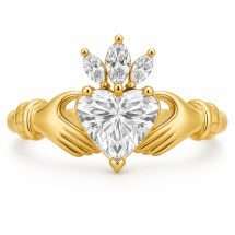 9ct Yellow Gold 1.20ct Lab Diamond Set Claddagh Ring