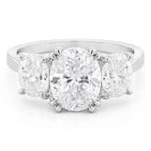 Platinum "Lunaria" 3.50ct Oval Lab Diamond 3 Stone Ring