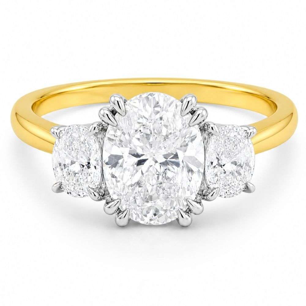 R5403-1072LGY18-18ct-Gold-3.52ct-Lab-Diamond-Oval-Graduated-3-Stone-Ring-Front-Image