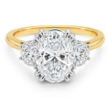 18ct Gold "Aether" 2.50ct Oval Lab Diamond 3 Stone Ring