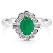9ct Gold 1.00ct Emerald 0.30cts Diamonds Cluster Ring