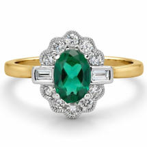 18ct Gold 68pts Lab Emerald 30pts Lab Diamond Ring