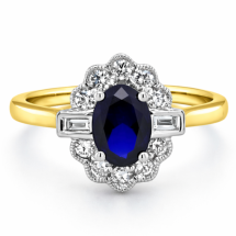 18ct Gold 86pts Lab Sapphire 30pts Lab Diamond Ring