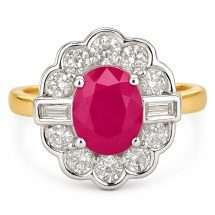 9ct Gold 2.00ct Ruby 1.00ct Round Diamonds Ring