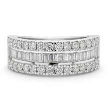 9ct White Gold 1.00ct Natural Diamonds 3 Row Eternity Ring