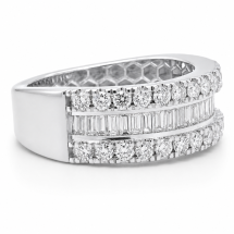 9ct White Gold 1.00ct Natural Diamonds 3 Row Eternity Ring