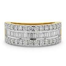 9ct Yellow Gold 1.00ct Natural Diamonds 3 Row Eternity Ring