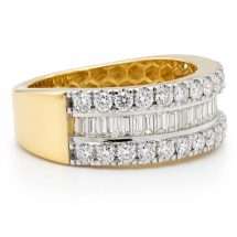 9ct Yellow Gold 1.00ct Natural Diamonds 3 Row Eternity Ring