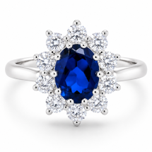 Platinum 1.95cts Lab Sapphire 75pts Lab Diamond Ring