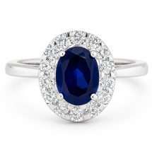 Platinum 1.79cts Lab Sapphire 50pts Lab Diamond Ring