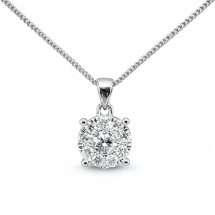 9ct White Gold 50pts Diamond Starburst Halo Pendant