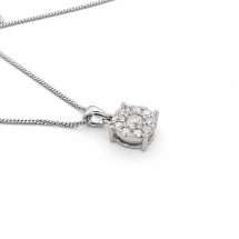 9ct White Gold 50pts Diamond Starburst Halo Pendant