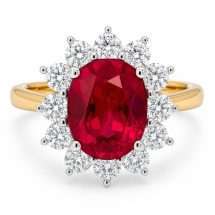 9ct Gold Lab 2.33cts Ruby And 87pts Lab Diamond Ring