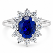 9ct Gold Lab 1.63pts Sapphire And 60pts Lab Diamond Ring