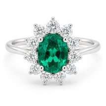 9ct Gold Lab 0.94pts Emerald And 61pts Lab Diamond Ring