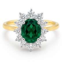 9ct Gold Lab 0.94pts Emerald And 61pts Lab Diamond Ring