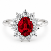9ct Gold Lab 1.62pts Ruby And 61pts Lab Diamond Ring