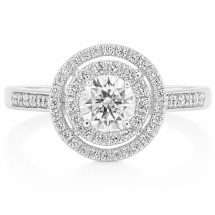 18ct Gold Large 0.78cts Round Halo Solitaire Ring