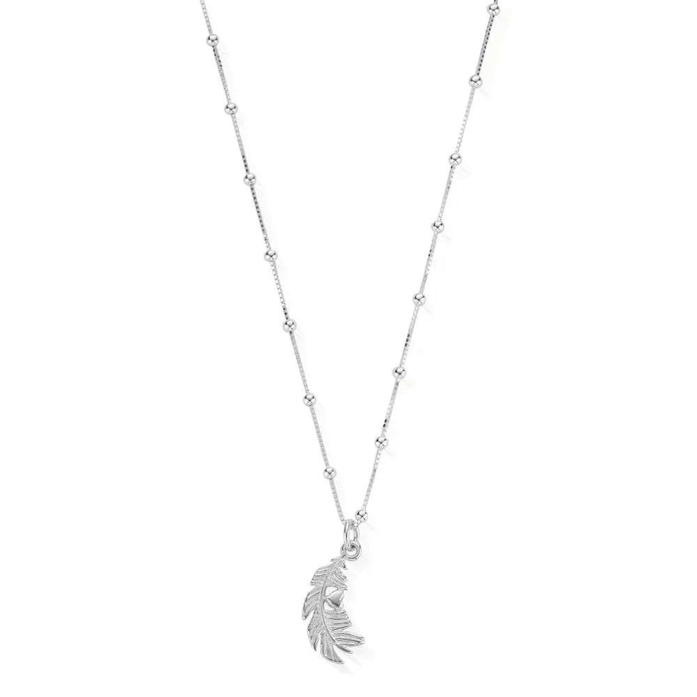 snbb596 chlobo Bobble Chain Heart In Feather Necklace front image snbb596 chlobo Bobble Chain Heart In Feather Necklace front image