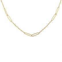 9ct Yellow Gold Double Textured Link Station Necklace