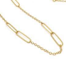 9ct Yellow Gold Double Textured Link Station Necklace