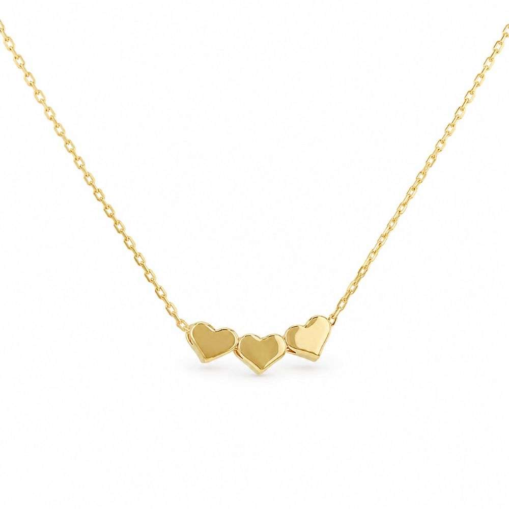 1.10.1174 9ct Yellow Gold Triple Heart Adjustable Necklace adjustable front image 1.10.1174 9ct Yellow Gold Triple Heart Adjustable Necklace adjustable front image