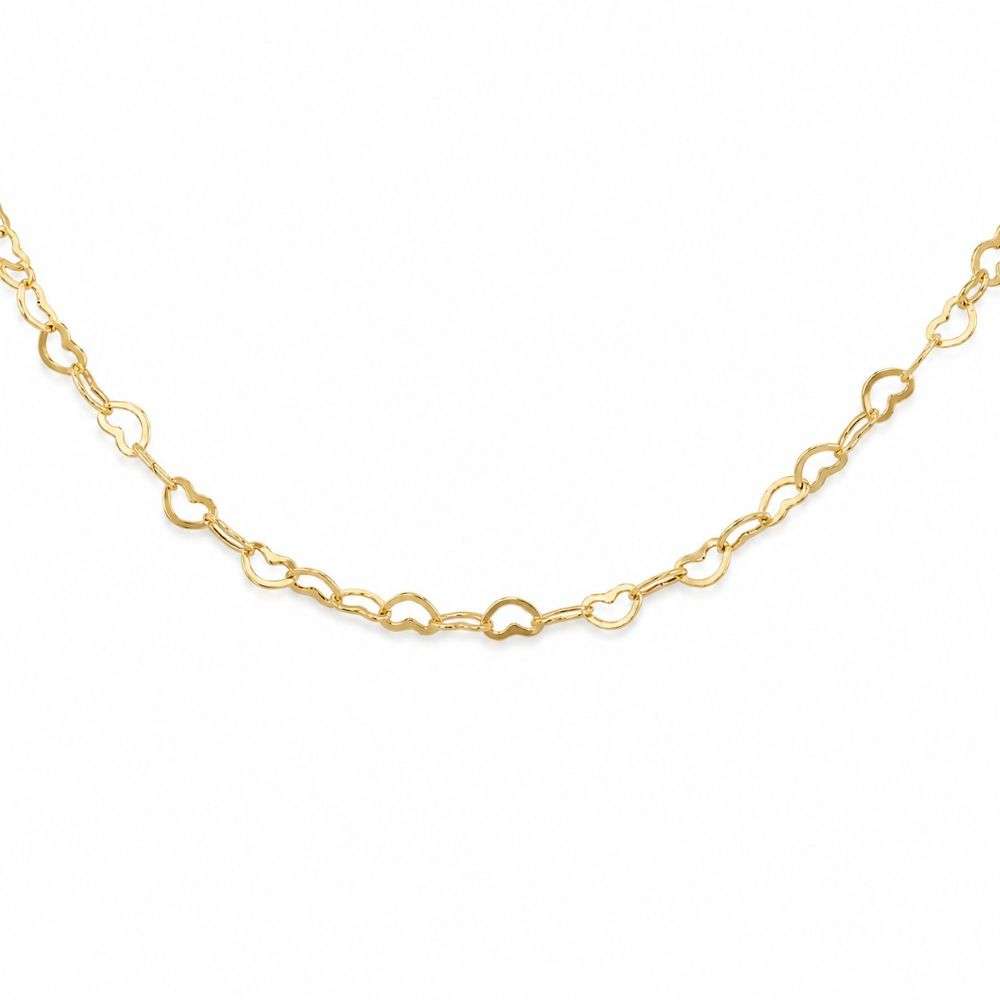 1.19.3663 9ct Yellow Gold Mini Open Heart Chain 41cm chain front image 1.19.3663 9ct Yellow Gold Mini Open Heart Chain 41cm chain front image