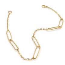 9ct Yellow Gold Double Textured Link Station Bracelet