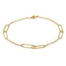 9ct Yellow Gold Double Textured Link Station Bracelet