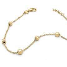 9ct Yellow Gold 7 Station Square Pebble Bracelet