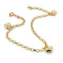 9ct Yellow Gold 3 Heart Diamond Cut 2mm Belcher Bracelet